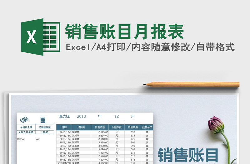 2021年銷售賬目月報(bào)表