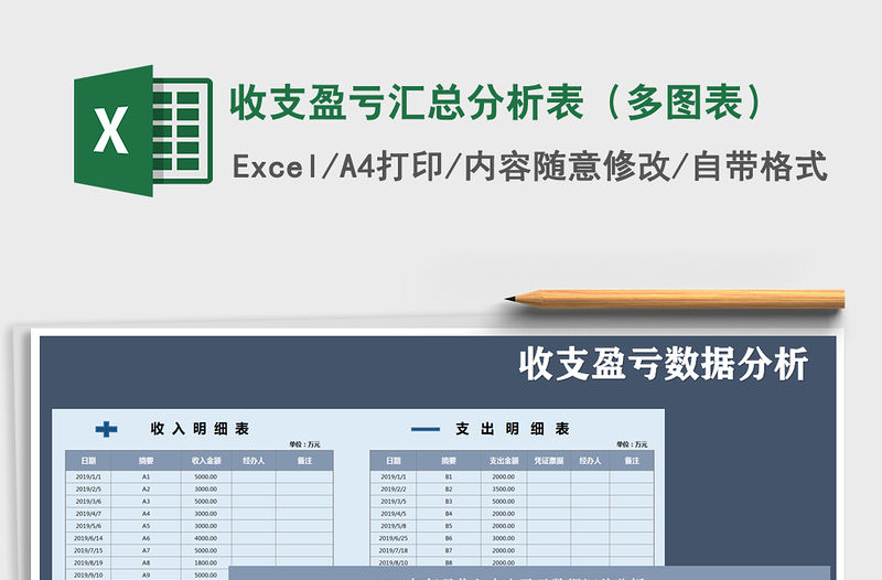 2021年收支盈虧匯總分析表（多圖表）