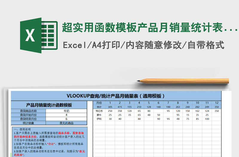 2021年超实用函数模板产品月销量统计表-14