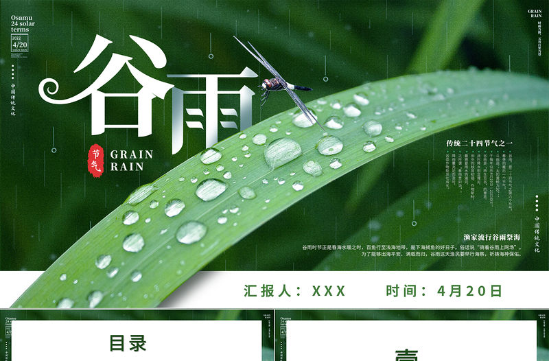 傳統(tǒng)文化二十四節(jié)氣時尚簡約谷雨節(jié)介紹PPT