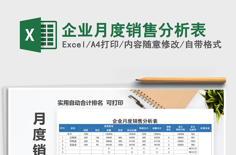 2021年企業(yè)月度銷售分析表