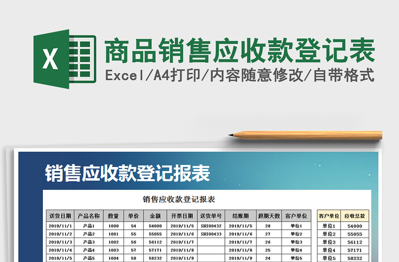 2021年商品銷售應收款登記表