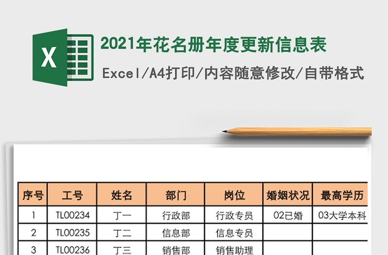 2021年花名冊年度更新信息表