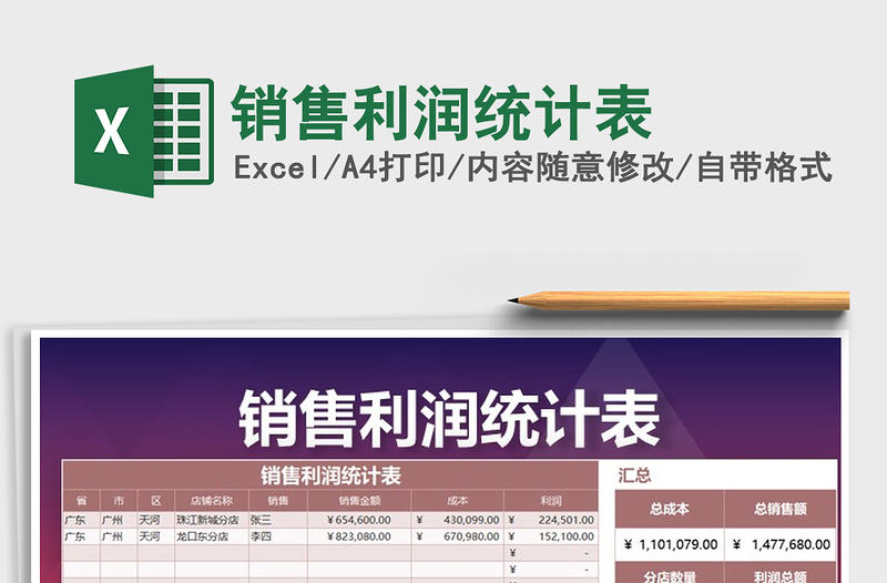 2021年銷售利潤統(tǒng)計表