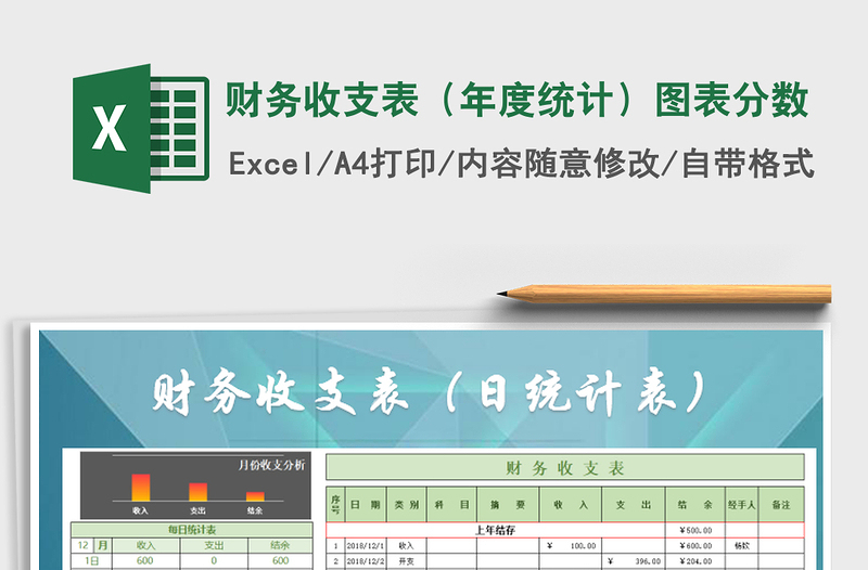 2021年财务收支表（年度统计）图表分数免费下载