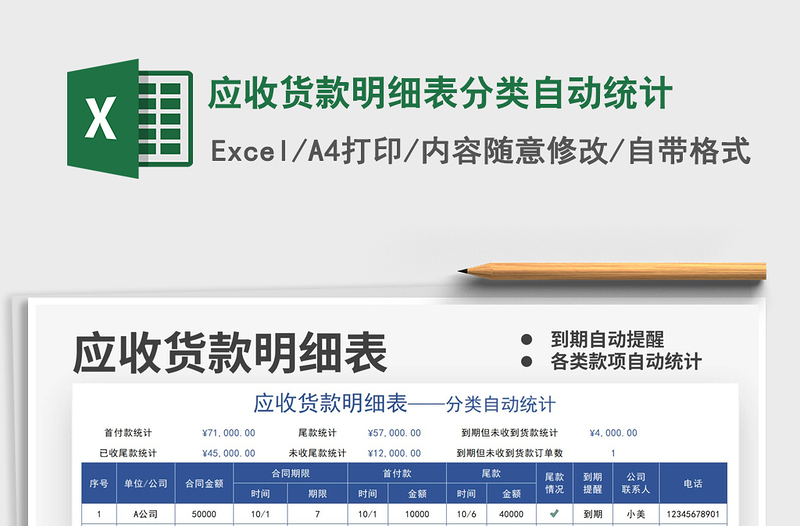 2021應收貨款明細表分類自動統(tǒng)計免費下載