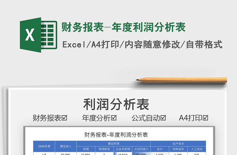2021财务报表-年度利润分析表免费下载