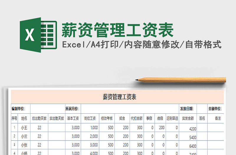 2021年薪資管理工資表