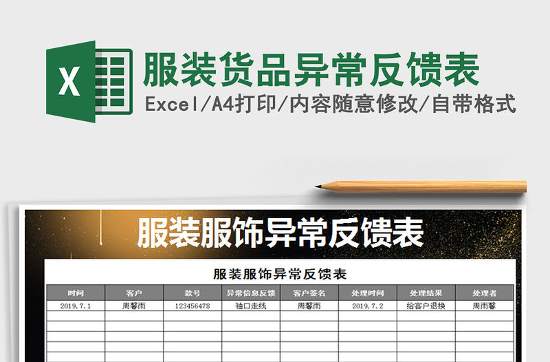 2022年服裝貨品異常反饋表