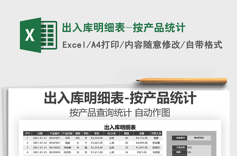 2021年出入庫(kù)明細(xì)表-按產(chǎn)品統(tǒng)計(jì)
