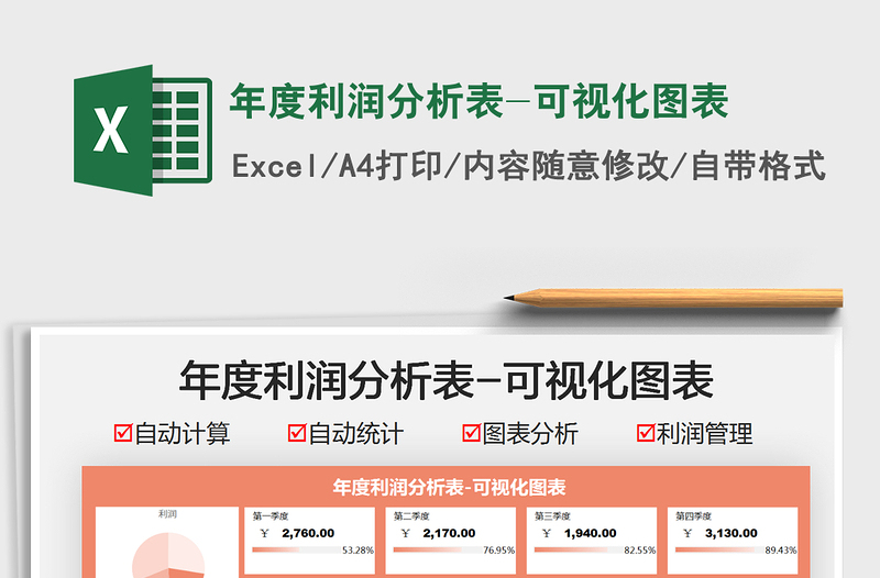 2022年度利潤分析表-可視化圖表免費下載