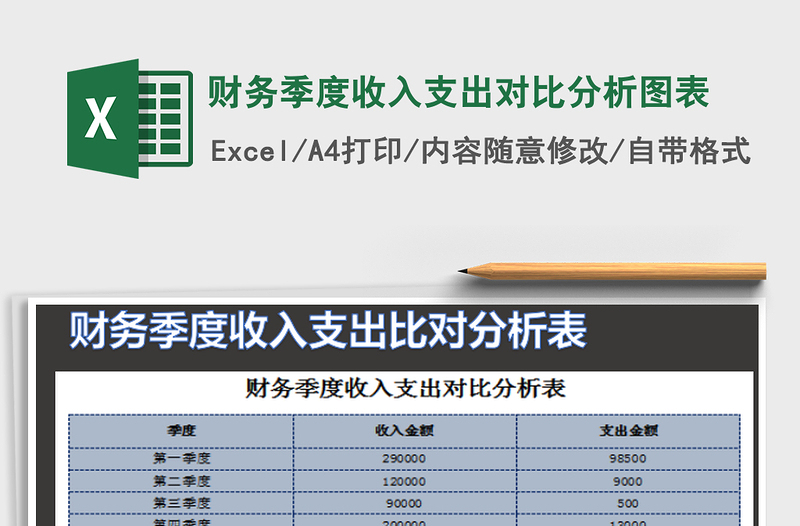 2021年财务季度收入支出对比分析图表