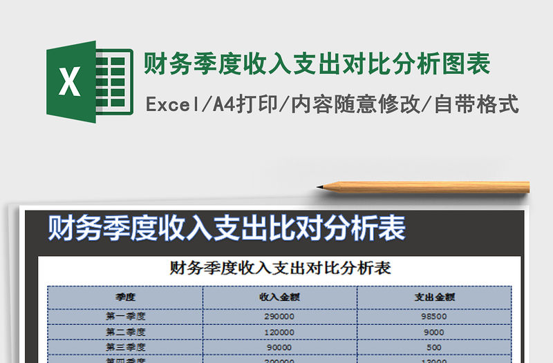 2021年財(cái)務(wù)季度收入支出對(duì)比分析圖表
