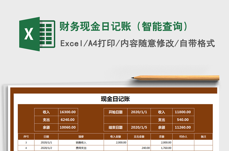 2021年財(cái)務(wù)現(xiàn)金日記賬(智能查詢)