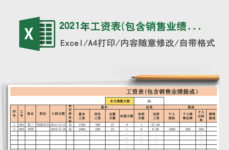 2021年工資表(包含銷售業(yè)績提成)