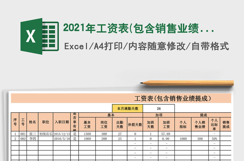2021年工資表(包含銷售業(yè)績提成）