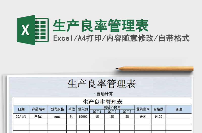 2021年生产良率管理表