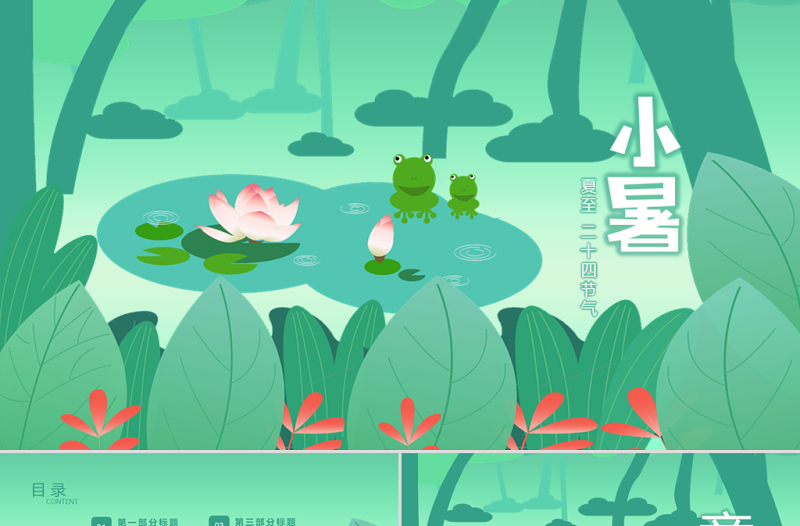 原創(chuàng)二十四節(jié)氣小暑ppt模板-版權(quán)可商用