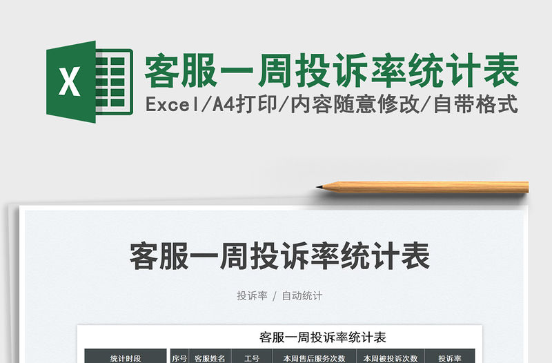 2023客服一周投訴率統(tǒng)計(jì)表免費(fèi)下載