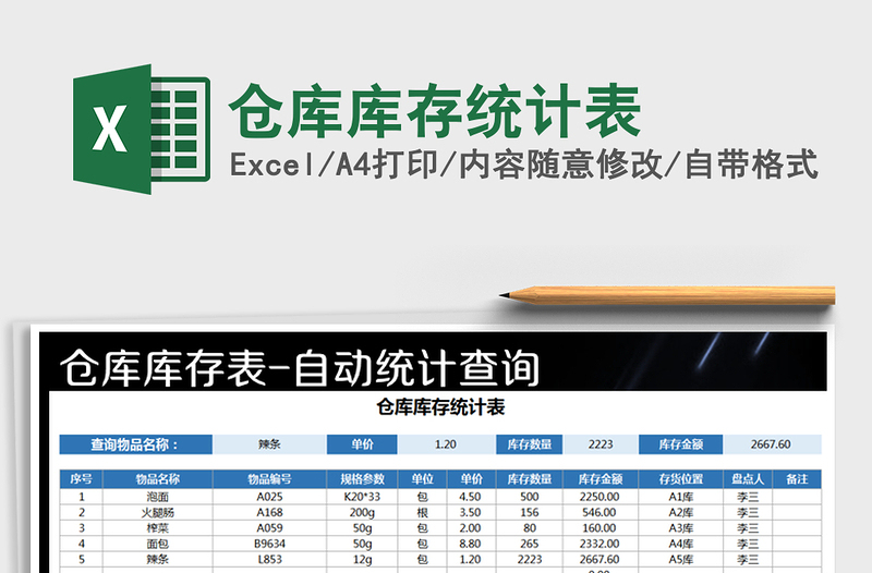 2021年倉(cāng)庫(kù)庫(kù)存統(tǒng)計(jì)表