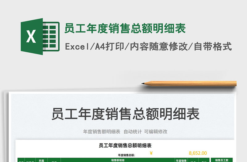 2022員工年度銷售總額明細表免費下載