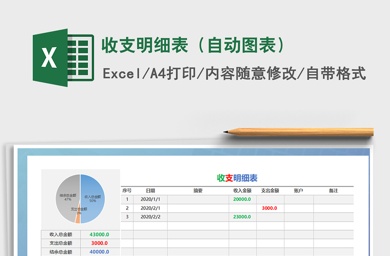 2021年收支明細表(自動圖表)