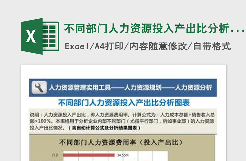 2022不同部门人力资源投入产出比分析图表免费下载