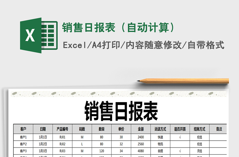 2021年銷售日報表(自動計算)