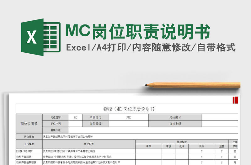 2021MC崗位職責說明書免費下載
