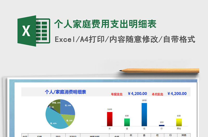 2021年個人家庭費用支出明細表