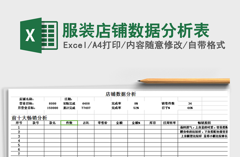 2021年服裝店鋪數(shù)據(jù)分析表