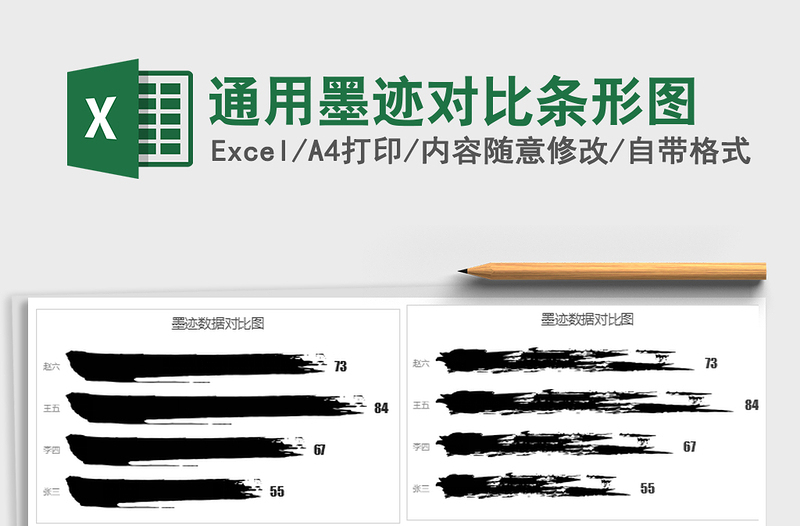 2022年通用墨跡對(duì)比條形圖