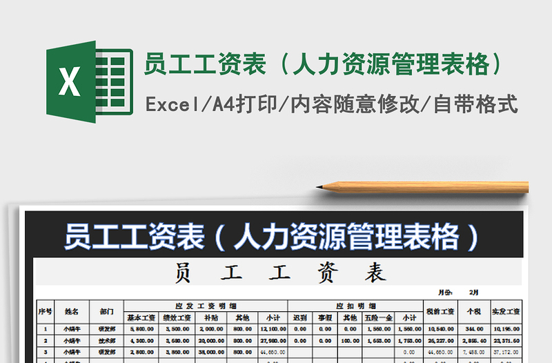 2022员工工资表（人力资源管理表格）免费下载