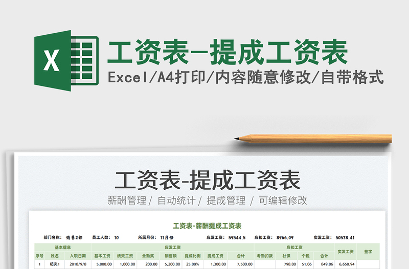 2021工資表-提成工資表免費下載