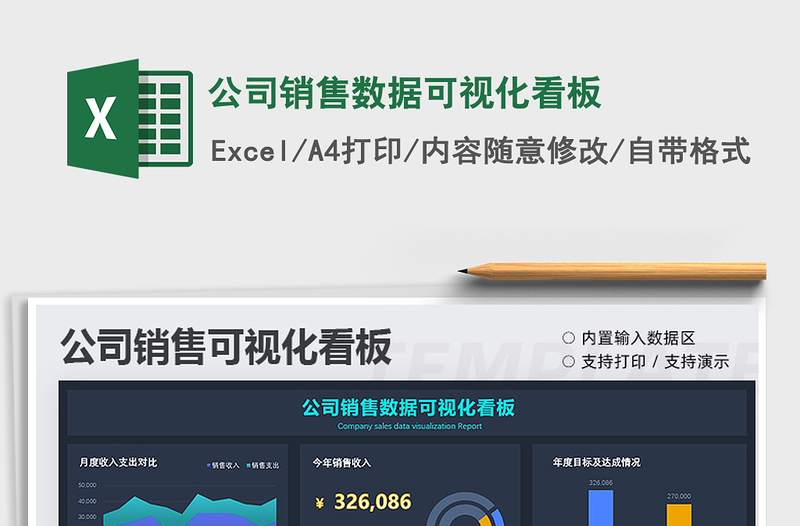 2022公司销售数据可视化看板免费下载