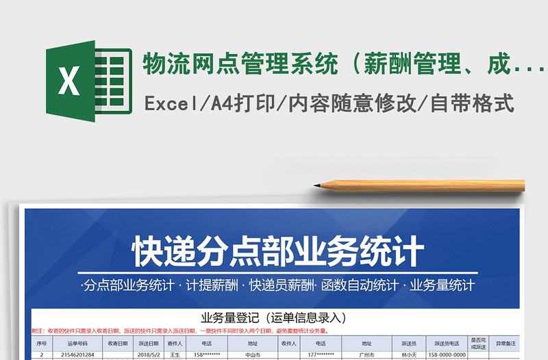2021年物流網(wǎng)點(diǎn)管理系統(tǒng)（薪酬管理、成本核算、業(yè)務(wù)量統(tǒng)計(jì)）