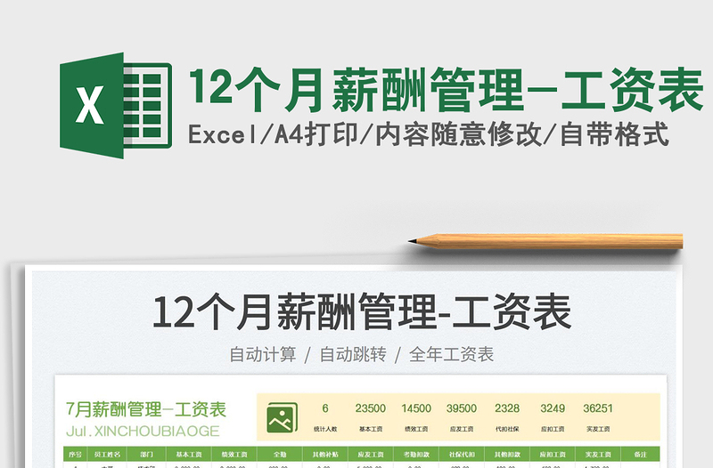 202312個月薪酬管理-工資表免費下載
