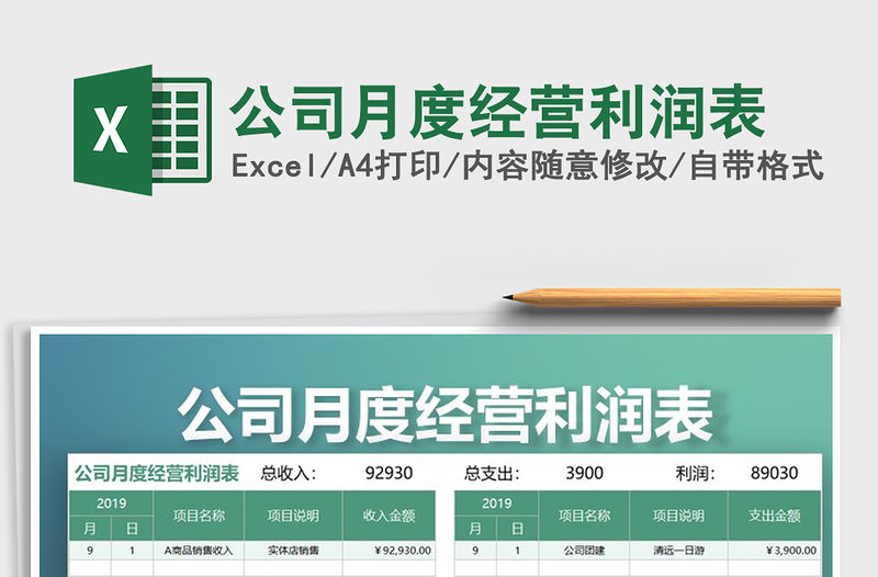 2021年公司月度經(jīng)營利潤表