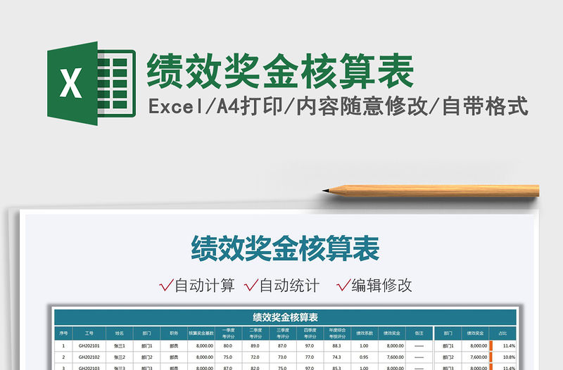 2021績效獎金核算表免費下載