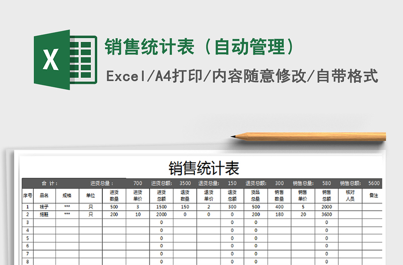 2022年销售统计表（自动管理）