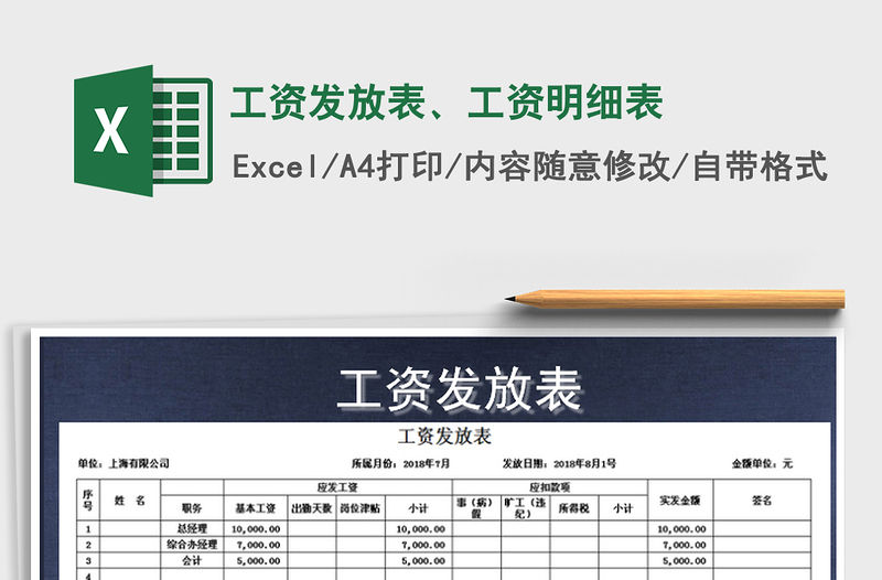 2021年工資發放表、工資明細表