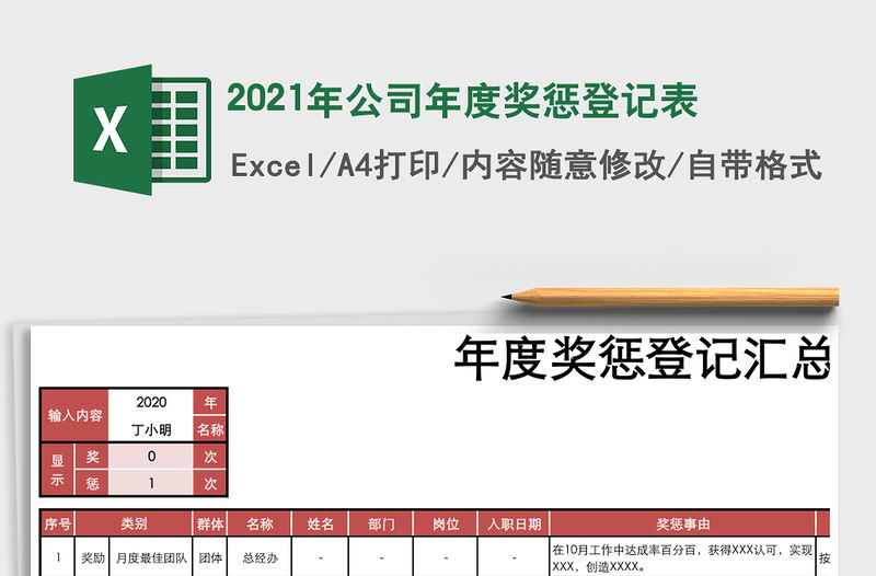 2021年公司年度獎懲登記表