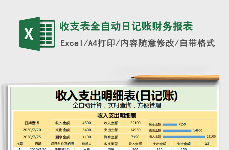 2021年收支表全自動(dòng)日記賬財(cái)務(wù)報(bào)表