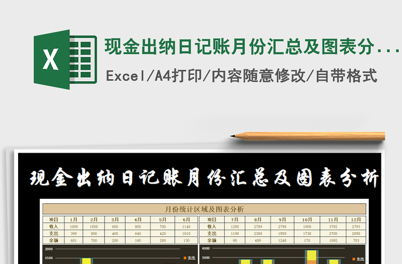 2021年現(xiàn)金出納日記賬月份匯總及圖表分析