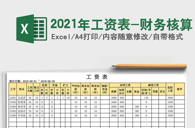 2021年工資表-財(cái)務(wù)核算