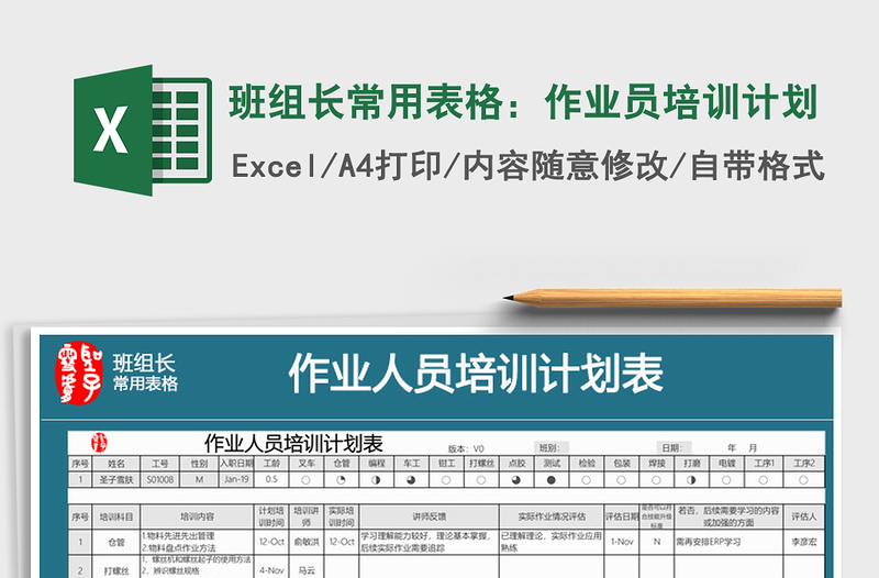 2021年班组长常用表格：作业员培训计划