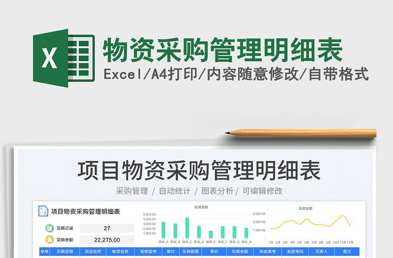 2023物資采購管理明細表免費下載