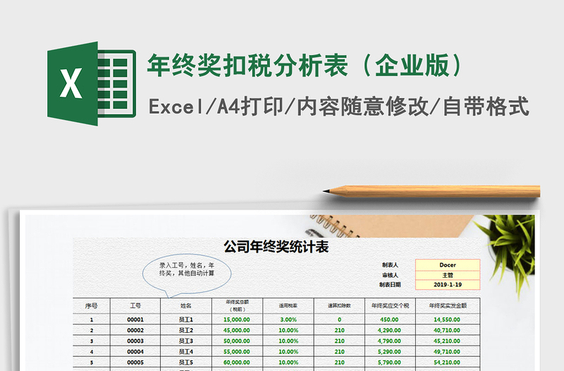 2021年年終獎扣稅分析表(企業(yè)版)