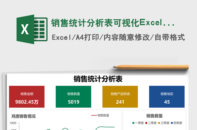 銷售統(tǒng)計分析表可視化Excel表格模板