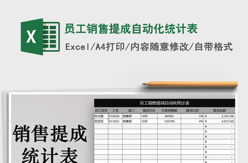 2021年员工销售提成自动化统计表